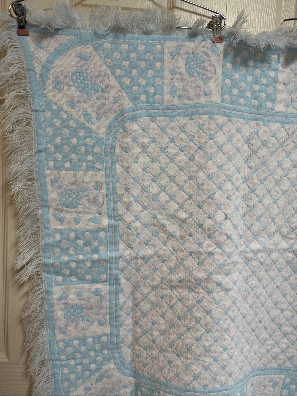 Vintage Carriage Boutique Pink Blue Teddy Bear Blanket